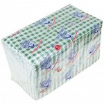 Салфетки бумажные 24х24см &quot;Сыктывкарские&quot;, 1 слойные, 400 штук в упаковке, сырье - 100% целлюлоза, шотландтка зеленый, насыщенный, в мягкой упаковке (Россия)