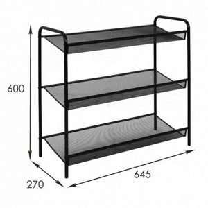 ТД Петровский Этажерка для обуви металлическая 3-х ярусная &quot;Женева 23&quot;, 64,5х27х60см, черный (Россия)