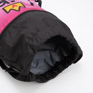 Мешок для обуви, отдел на шнурке, наружный карман, цвет чёрный/розовый
