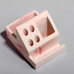 Органайзер для канцтоваров (ручная работа) «Розовый мрамор», бетон, 13,6 х 9,8 х 9,6 см