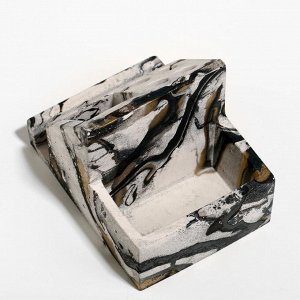 Органайзер для канцтоваров (ручная работа) «Мрамор черно золотой», бетон, 13,6 х 9,8 х 9,6 см