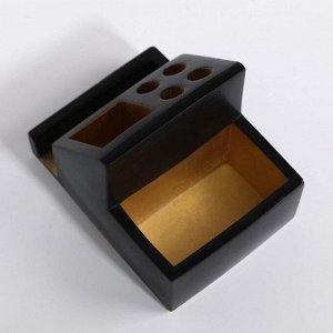 Органайзер для канцтоваров бетон «Чёрный с золотом внутри», 13,6 х 9,8 х 9,6 см