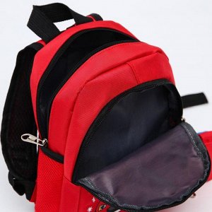 Рюкзак Тачки с кошельком, L-5210-1, 19*10*26, 2 отд на молн, 2 бок/карм, дыш спинка, красный