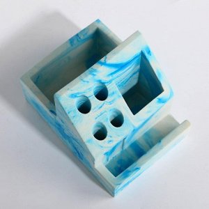 Органайзер для канцтоваров бетон «Голубой мрамор», 13,6 х 9,8 х 9,6 см