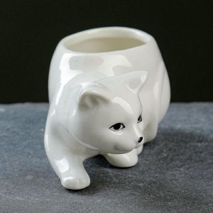 Кашпо "Кошка" белое 11,5*5,5*5,5см