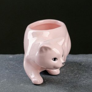 Кашпо фигурное "Кошка" розовое 11,5*5,5*5,5см