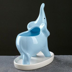 Кашпо фигурное "Слон кверху хобот" голубое 14,5*7,5*12см