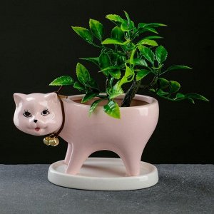 Горшок  "Кошка" розовый, 15,5*7,5*9,5 см
