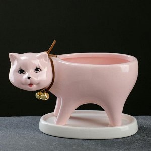 Кашпо - бонсай "Кошка" розовое 15,5*7,5*9,5см