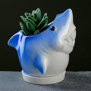 Кашпо фигурное "Акула" синее 11,5*8,5*9см