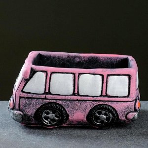 Кашпо фигурное "Автобус" розовое 14*8*7см