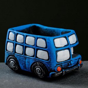 Кашпо фигурное "Автобус" голубое, 11,5*7*7см