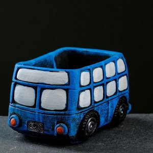 Кашпо фигурное "Автобус" голубое, 11,5*7*7см