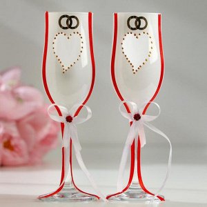 Набор свадебных бокалов "Элегантность", бело - красный
