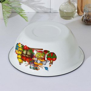 Миска эмалированная, 4 л, деколь МИКС, цвет белый