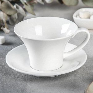 Чайная пара Wilmax, чашка 330 мл, блюдце, цвет белый