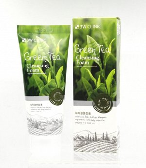 3W Clinic Очищающая пенка для умывания с экстрактом листьев зеленого чая, 100 мл