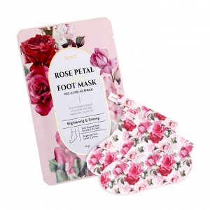 KOELF НАБОР Маски-носочки для ног РОЗА Rose Petal Satin Foot Mask, 5 шт*16 гр