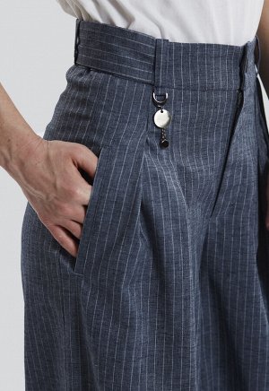 2166 синий Модные свободные брюки - палаццо из смесовой ткани - лён с полиэстером, российского производства бренда Dimma. Лен в сочетании с полиэстером держит форму, гигроскопичен, менее сминаем. Брюк