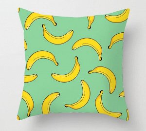 Наволочка на подушку, принт "Бананы", цвет зеленый