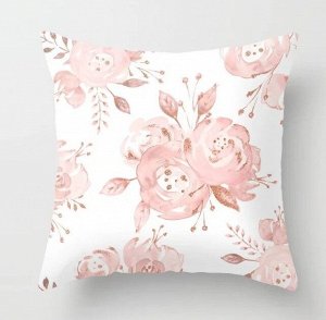 Наволочка на подушку, принт "Цветы", цвет белый/розовый