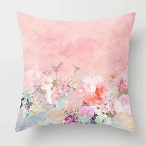 Наволочка на подушку, принт "Цветы", цвет светло-розовый