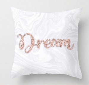 Наволочка на подушку, надпись "Dream", цвет светло-серый