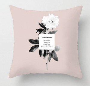 Наволочка на подушку, принт "Цветок", цвет светло-розовый