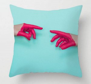 Наволочка на подушку, принт "Две руки", цвет светло-голубой