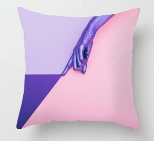 Наволочка на подушку, принт "Рука", цвет светло-розовый/сиреневый/фиолетовый