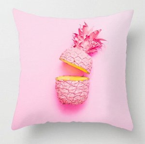 Наволочка на подушку, принт "Две половинки ананаса", цвет светло-розовый
