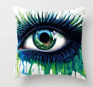 Наволочка на подушку, принт "Глаз", цвет белый/зеленый/синий/голубой