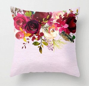 Наволочка на подушку, принт "Цветы", цвет светло-розовый