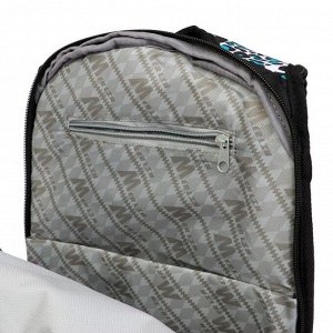 Рюкзак молодёжный, Merlin, 45 x 30 x 14 см, эргономичная спинка, чёрный/бирюзовый