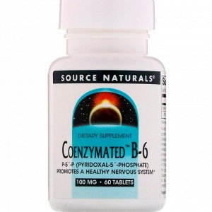 Source Naturals, Ферментированный витамин B6, 100 мг, 60 таблеток