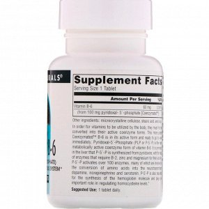 Source Naturals, Ферментированный витамин B6, 100 мг, 60 таблеток