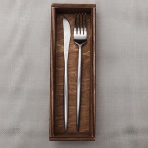 Лоток деревянный для подачи столовых приборов Доляна, 25x8x4 см, коричневый
