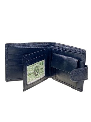 Мужской кошелёк из экокожи с белой строчкой, цвет чёрный