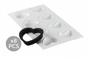 Набор силиконовых и перфорированных форм «Kit Tarte Ring Amore» 80х70 мм, Silikomart, Италия, 8 шт.