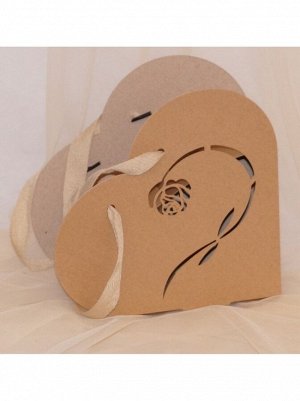 Коробка складная 23 см сердце-сумка крафт