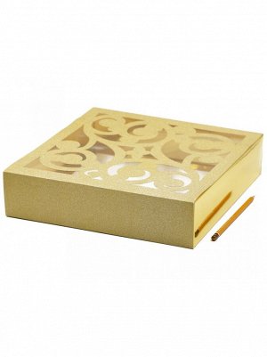 Коробка складная 30 х 30 х 7 см ажур цвет золото 2 части HS-11-5