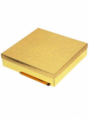 Коробка складная 30,5 х 30,5 х 7 см узор цвет золото 2 части HS-11-8