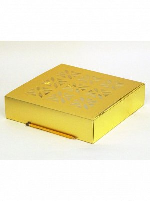 Коробка складная 30,5 х 30,5 х 7,5 см ажур цвет золото 2 части HS-11-6