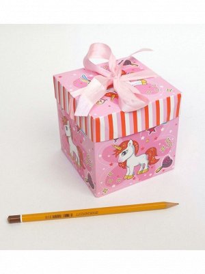 Коробка складная Единорог на розовом 10 х 10 х 10 см YXL-5031S-2