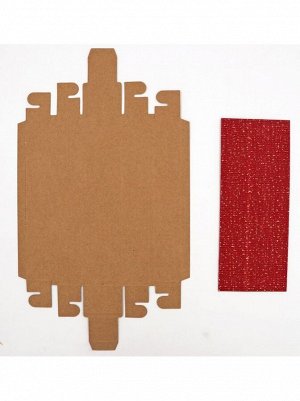 Коробка складная 21 х5 х3,5 см микрогофра 2 части цвет красный HS-52-13