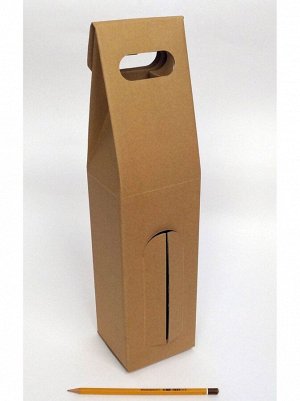 Коробка складная под бутылку 39 х 9,5 х 9см крафт