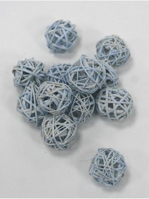 Шар плетеный ротанг D3 см набор 12 шт цвет пастельно-голубой арт. 48-17PLB3