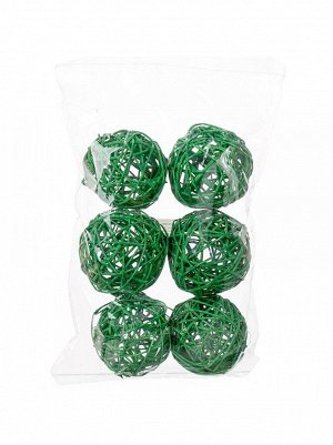 Шар плетеный ротанг D8 см набор 6 шт цвет пастельно-зеленый 48-17PG8