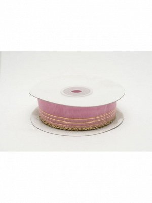 Лента органза 2,3 см х18 м с золотыми полосками