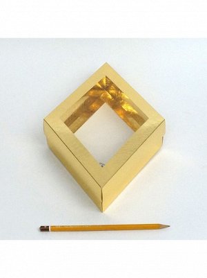 Коробка складная 28,5 х18 х5,5 см с окном цвет золото 2 части